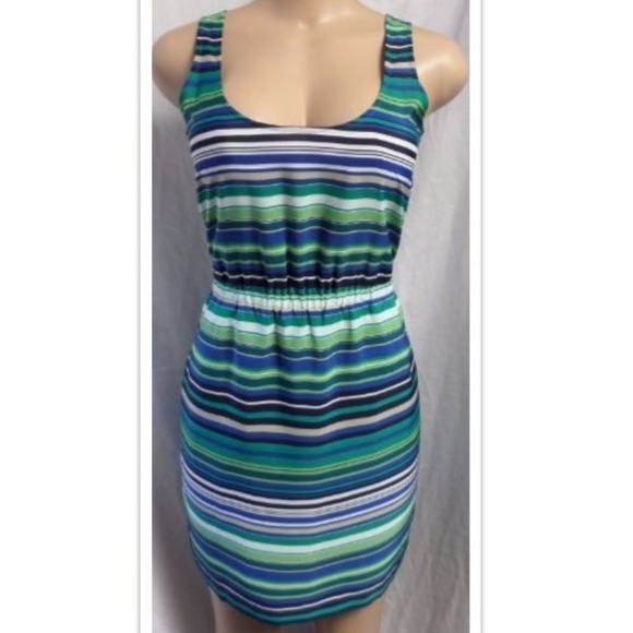 LOFT Dresses & Skirts - "LOFT" GREEN SHADES STRIPED CASUAL CAREER SUMMER DRESS SIZE: 2  NWOT